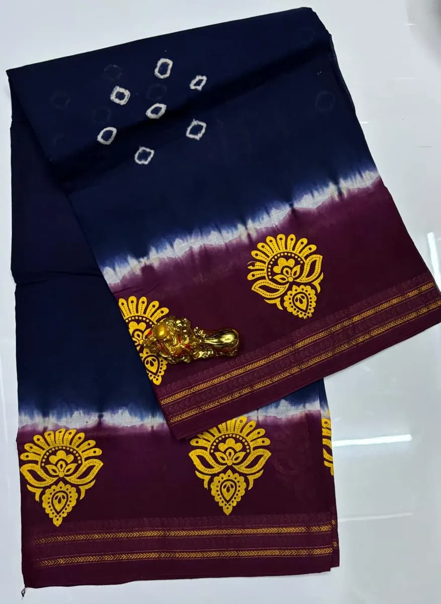 Midnight Blue & Wine Pandhini Cotton Saree