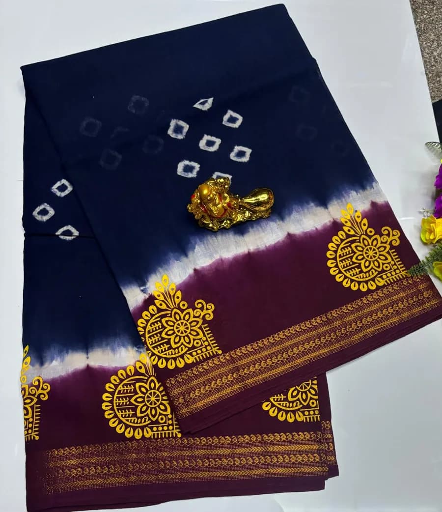 Navy & Wine Pandhini Cotton Saree