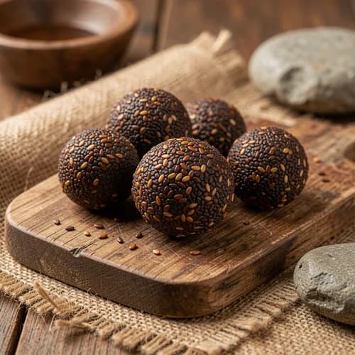 Pounded Sesame Laddu (Palm Jaggery)